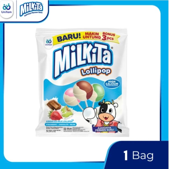 

Milkita Lollipop Aneka Rasa Isi 30 Pcs . Permen Lolipop Refill