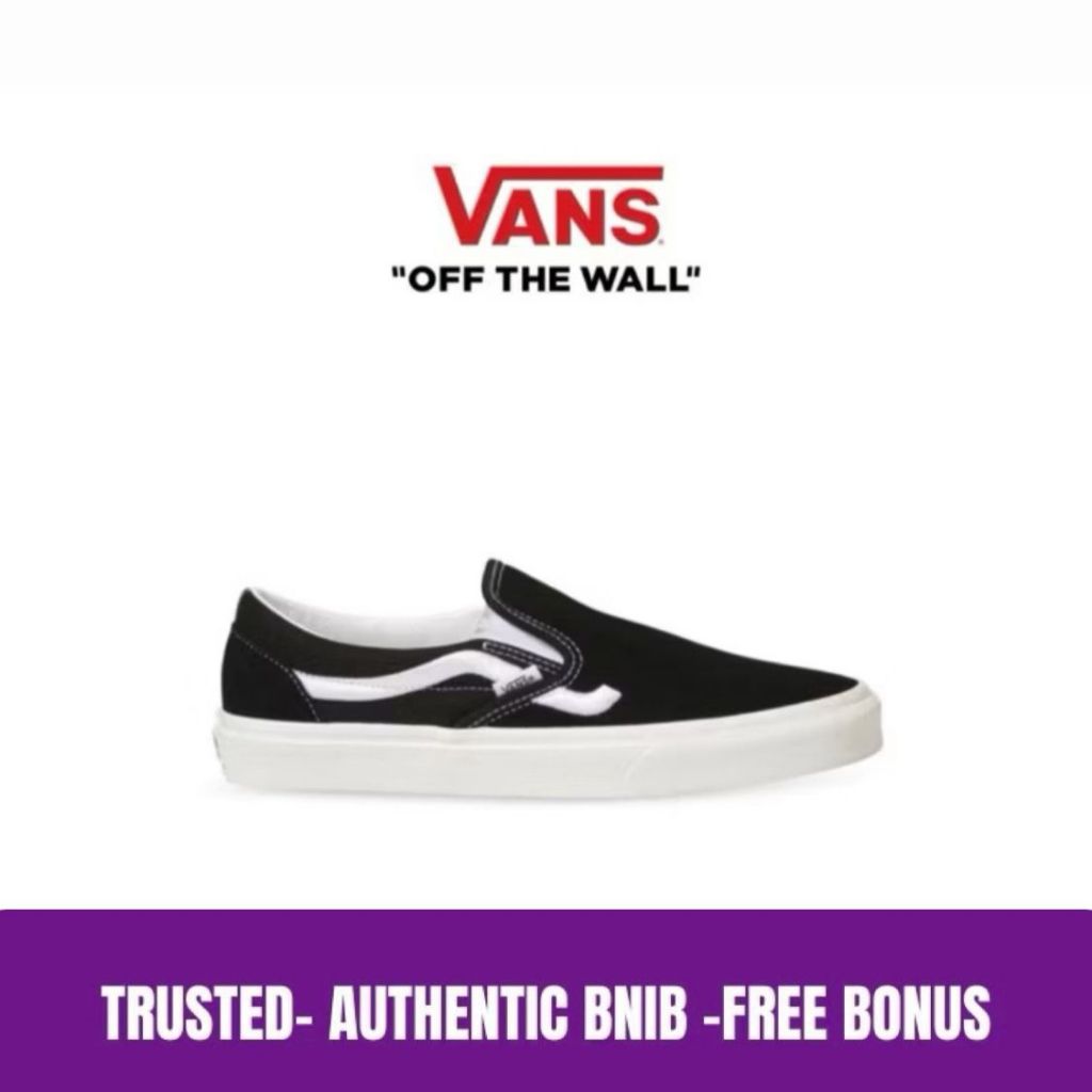 Vans Slip On Side Stripe Black White Original