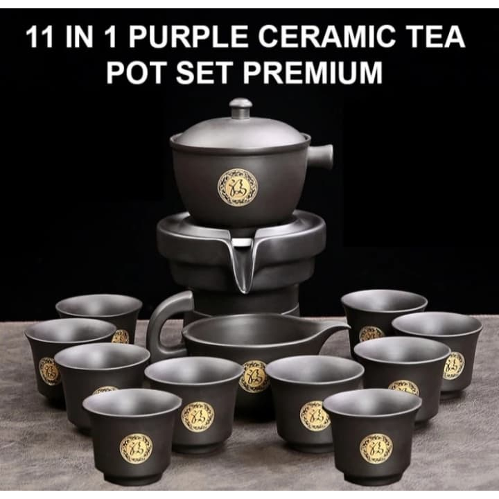 

Chinese Tea Pot Set Purple Claypot Ungu 11 in 1 Premium Logo Fuk fu 福