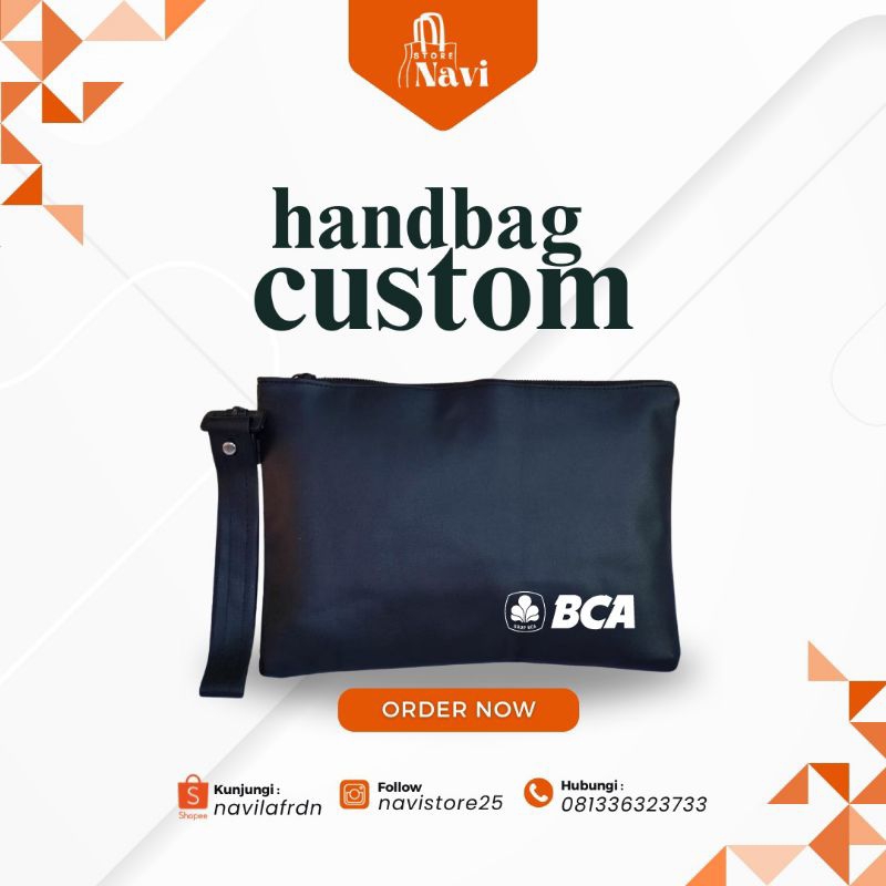 Clutch Handbag Dompet Pouch Custom Logo BCA Bank Central Asia / Tas Tangan Pria Wanita / Souvenir Su