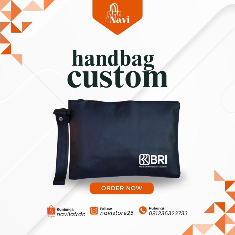 Clutch Handbag Dompet Pouch Custom Logo BRI Bank Rakyat Indonesia BRImo AgenBrilink / Tas Tangan Pri