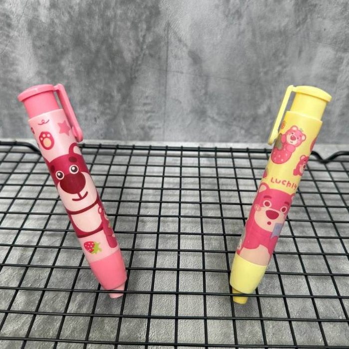 

Penghapus Pensil / Penghapus Mekanik / Penghapus Cetek Motif Lotso Pink dan Kuning