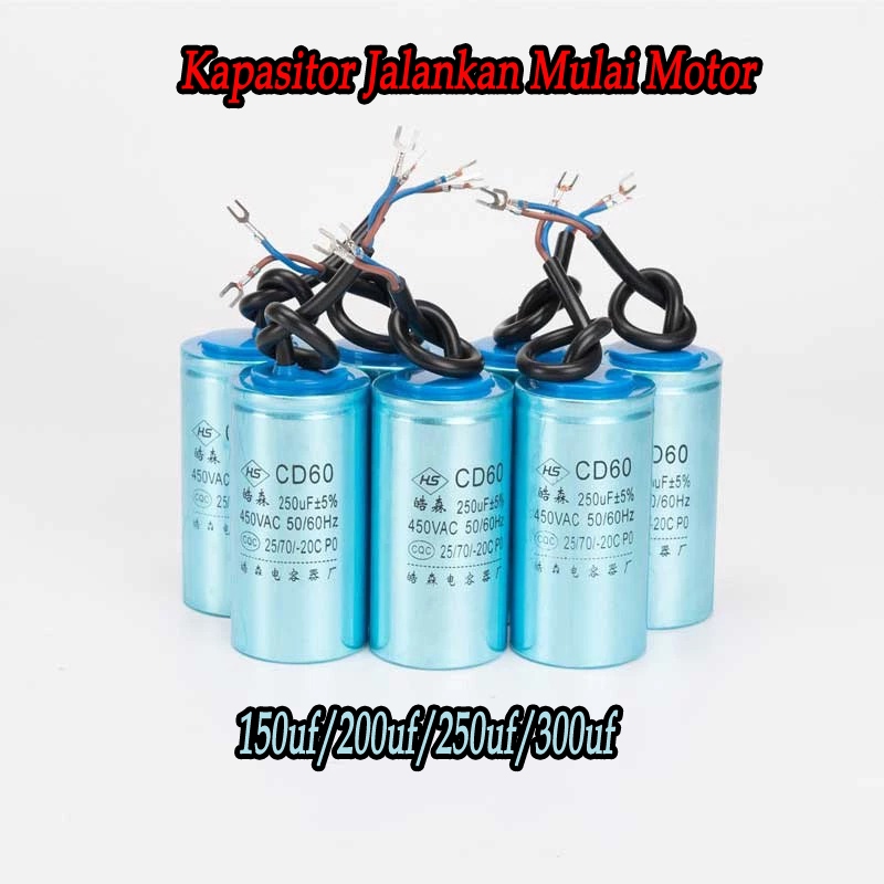 （150uf / 200uf / 250uf/ 300uf）Kapasitor Starting Motor CD60, 450V
