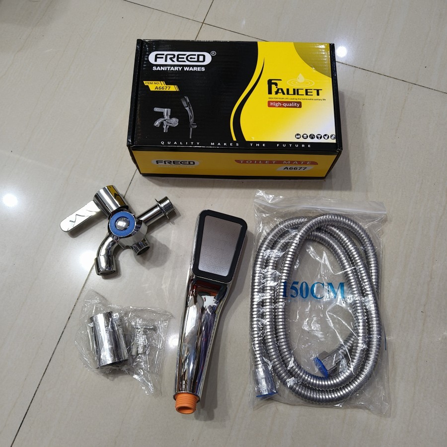 KRAN CABANG HANDLE SHOWER HAND SHOWER KAMAR MANDI KOMPLIT SET