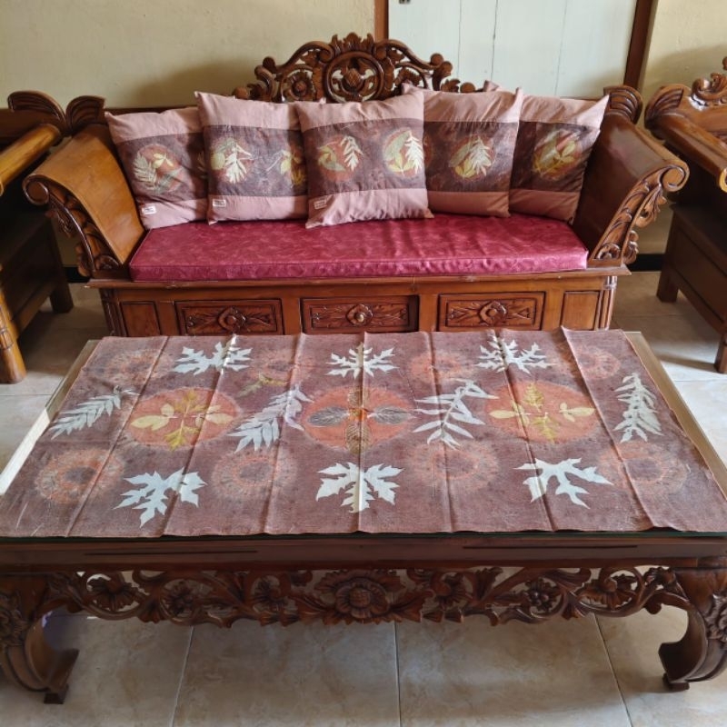 Sarung Bantal Kursi Ecoprint Kombinasi Polos