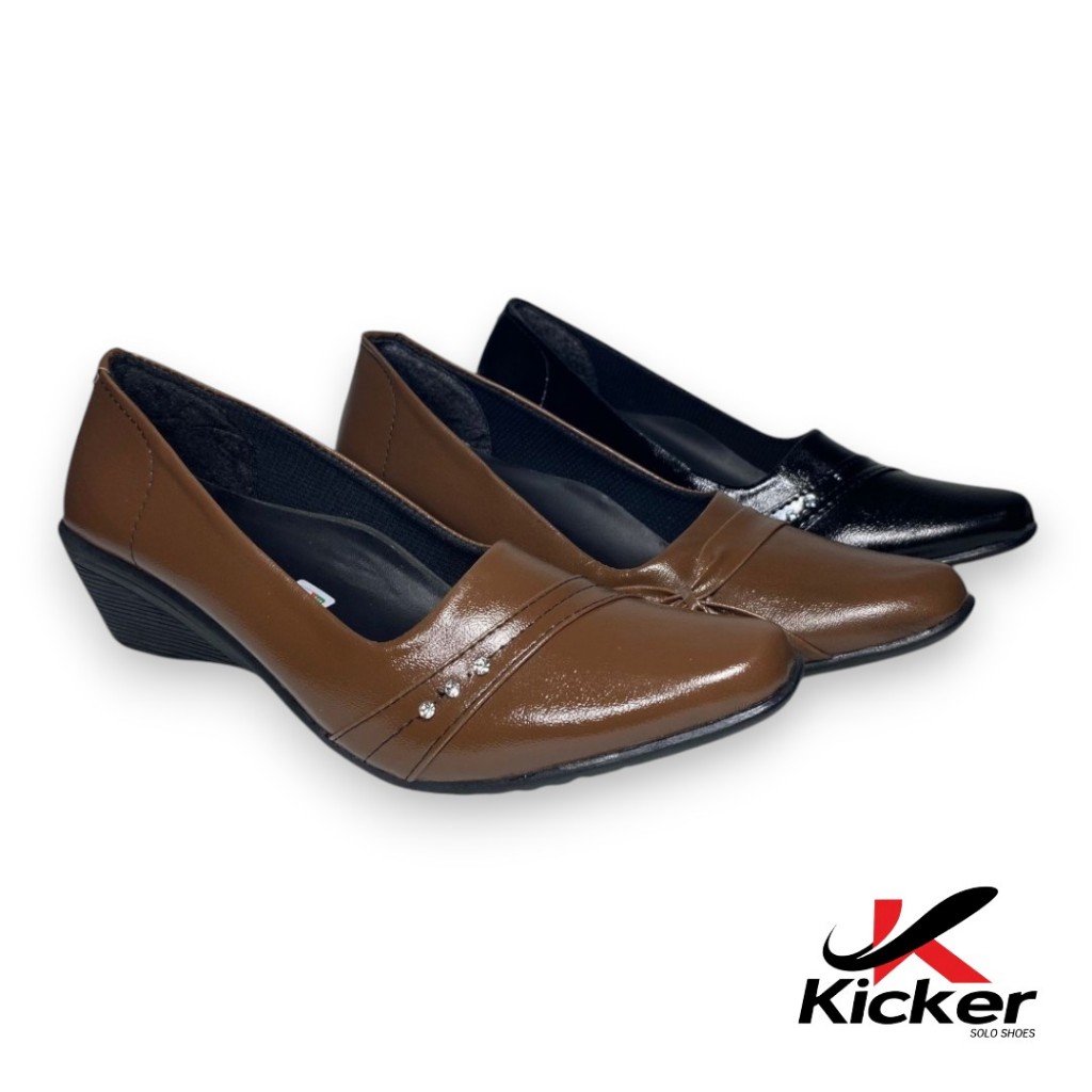 Sepatu Pantofel Wanita Hak 5 Cm Pantofel Hitam Glossy