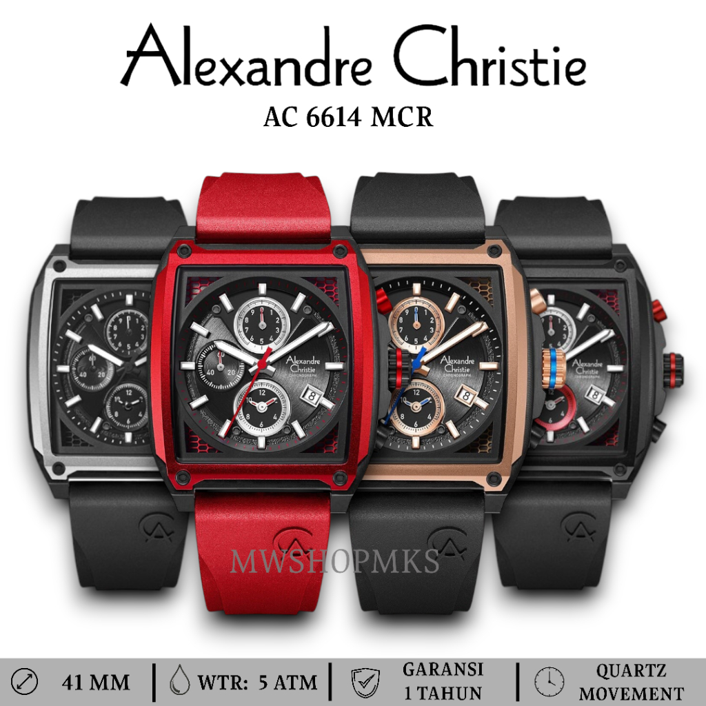 Jam Pria Alexandre Christie AC6614 AC 6614 Rubber Strap Original Garansi Resmi Alexander Christie
