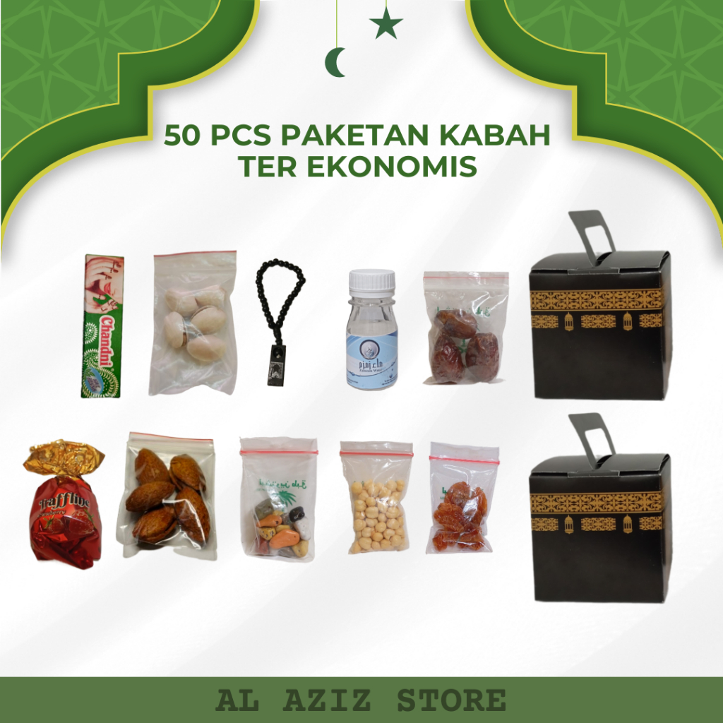 

50 pcs paketan hemat KABAH untuk oleh oleh haji dan (umroh isi air zamzam 50 ml)