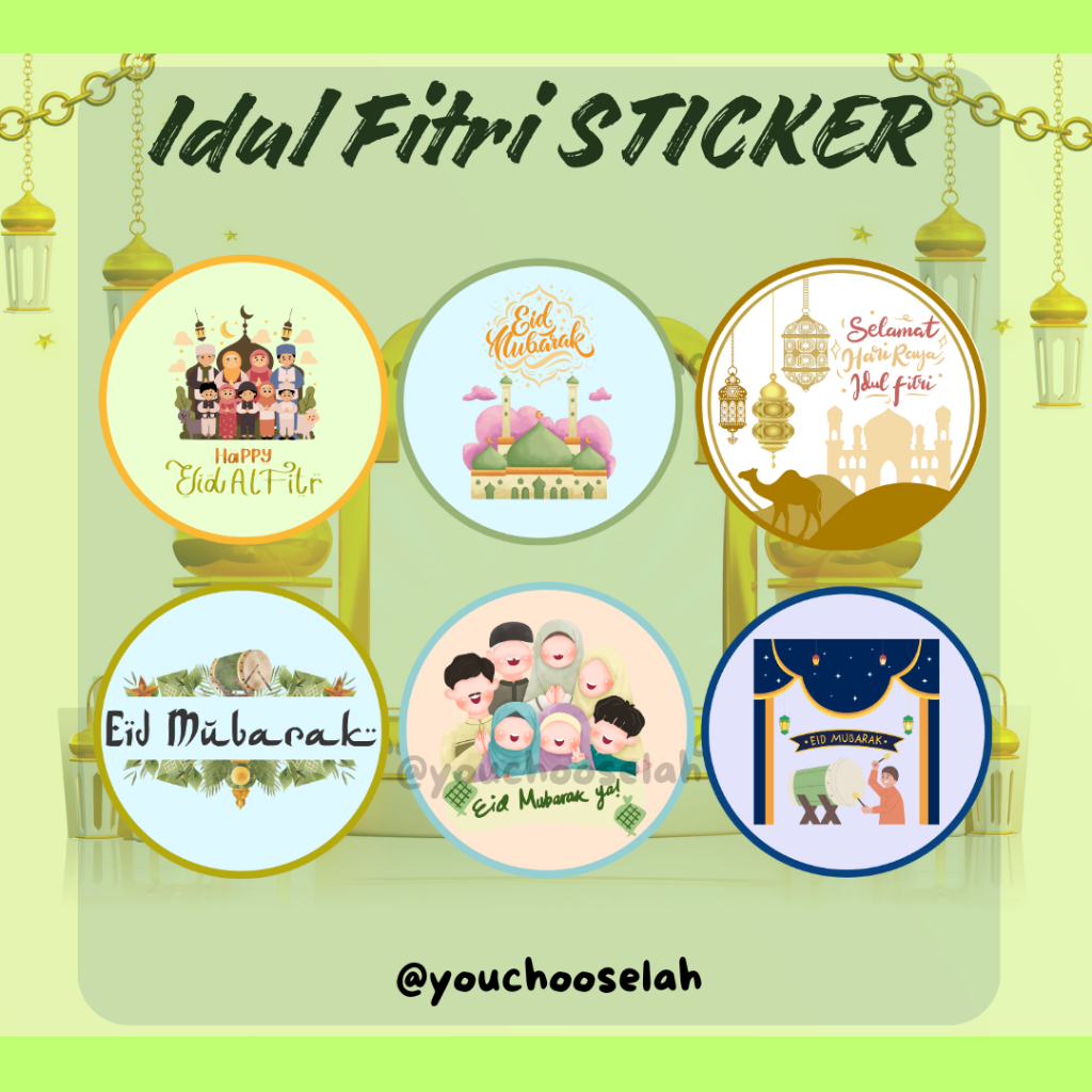 

[BISA MIX] Sticker Tempel Bulat Idul Fitri / Lebaran Edition 5 cm, 6 cm dan 7 cm