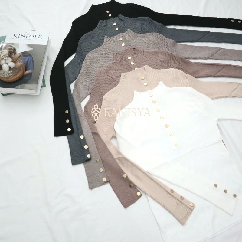 Kanisya - Basic inner knit button gold busui & non busui | inara knit | atasan rajut | manset inara 