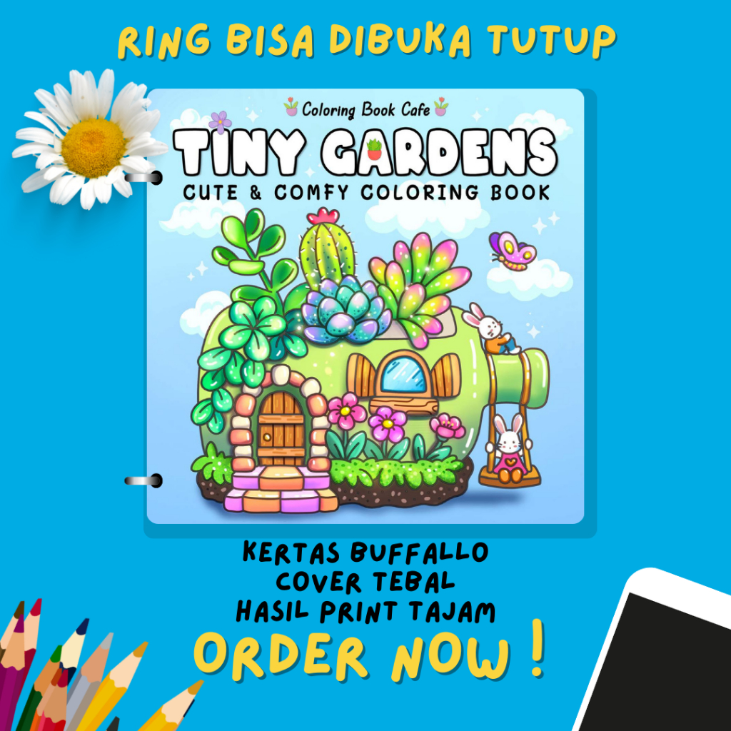 

UNOFFICIAL!! Buku Mewarnai - Tiny Gardens Coloring Book untuk anak dan dewasa 32 halaman
