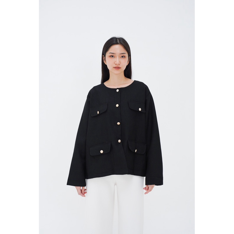 [Wear Aleya] BIG SIZE - Iseul tweed blazer elegant outer wanita jumbo big size oversized