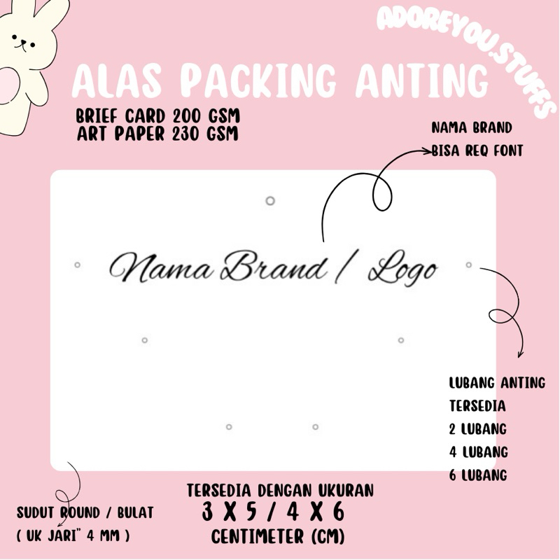 

[ CUSTOM ] ALAS PACKING ANTING / TAG ANTING / EARRING / ANTING ANTING PERSEGI PANJANG