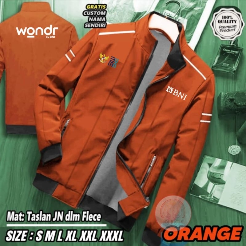 JAKET  DESAIN BANK BNI WONDR CUSTOM WATERPROOF TERBARU