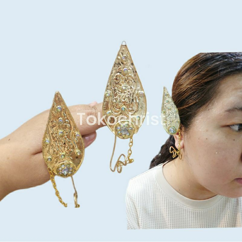 earpiece sumping telinga 1 pasang aksesoris perhiasan kuping adat tradisional untuk wedding preweddi