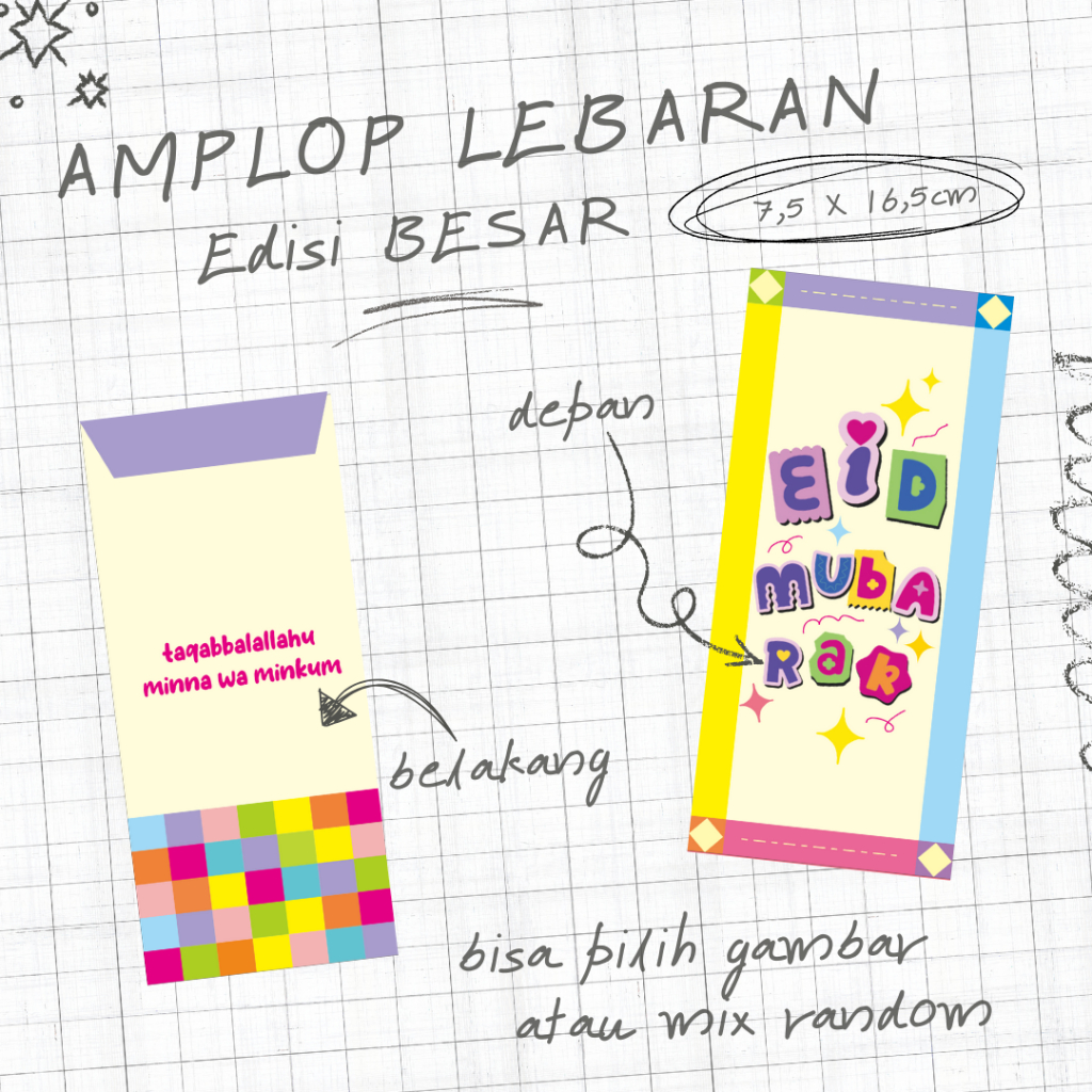 

(OPEN PO) AMPLOP LEBARAN BESAR AESTHETIC VIRAL DAN LUCU UKURAN BESAR