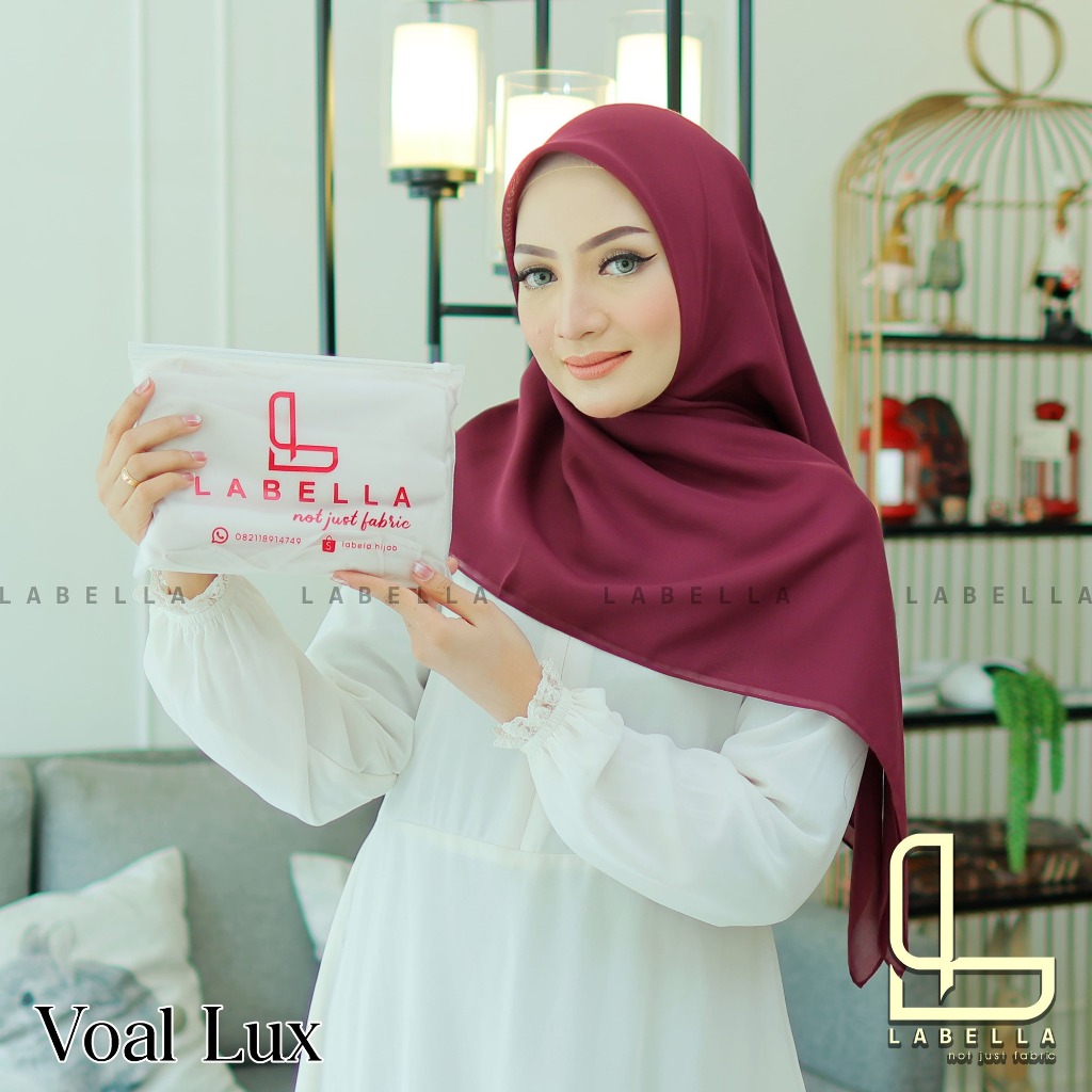 Labela.Hijab |Voal Lux Premium|Warna Trend 2025 burgundy|Hijab Segiempat| Segiempat Polos Jahit Tepi