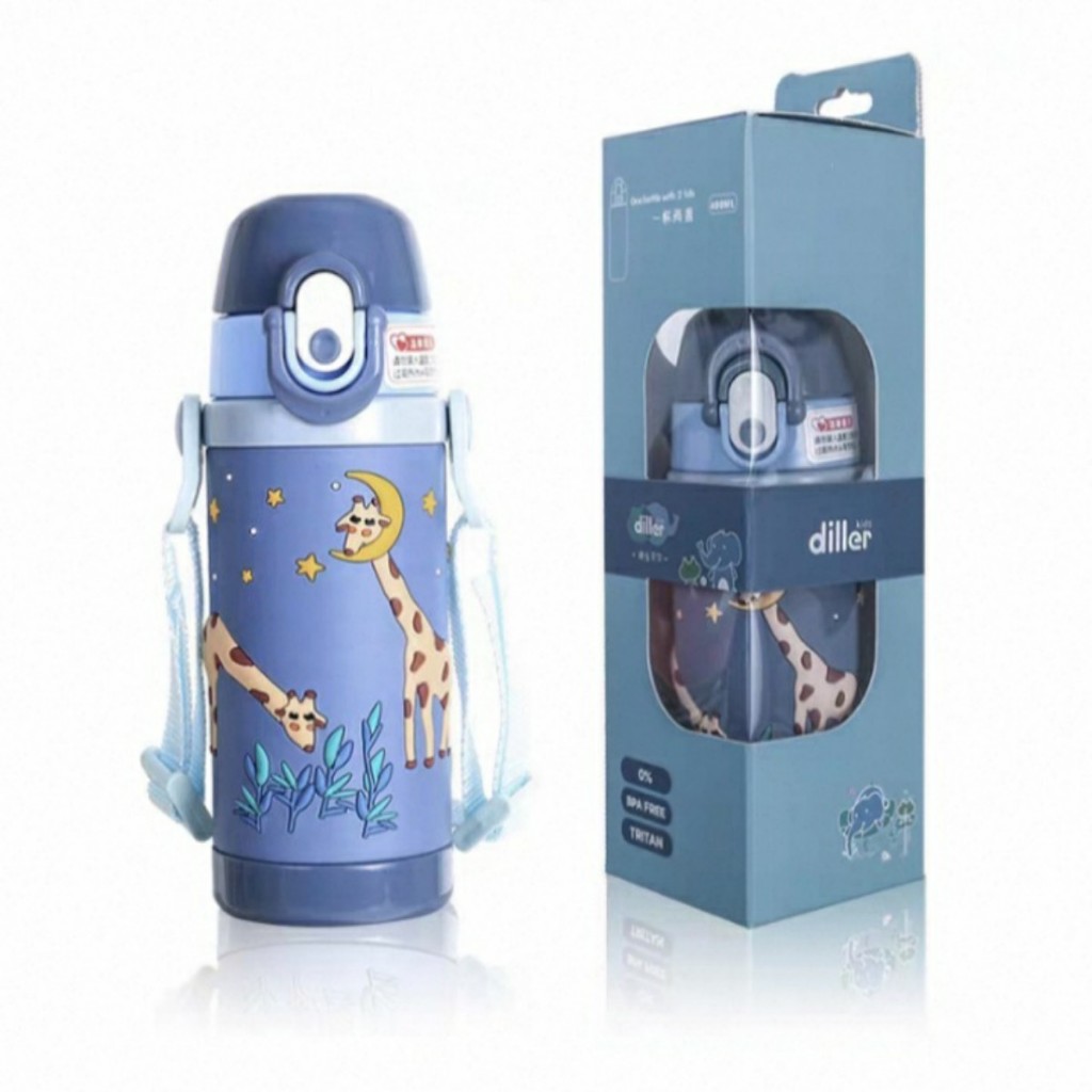NEW!Botol minum anak sekolah karakter dengan pegangan 400ml