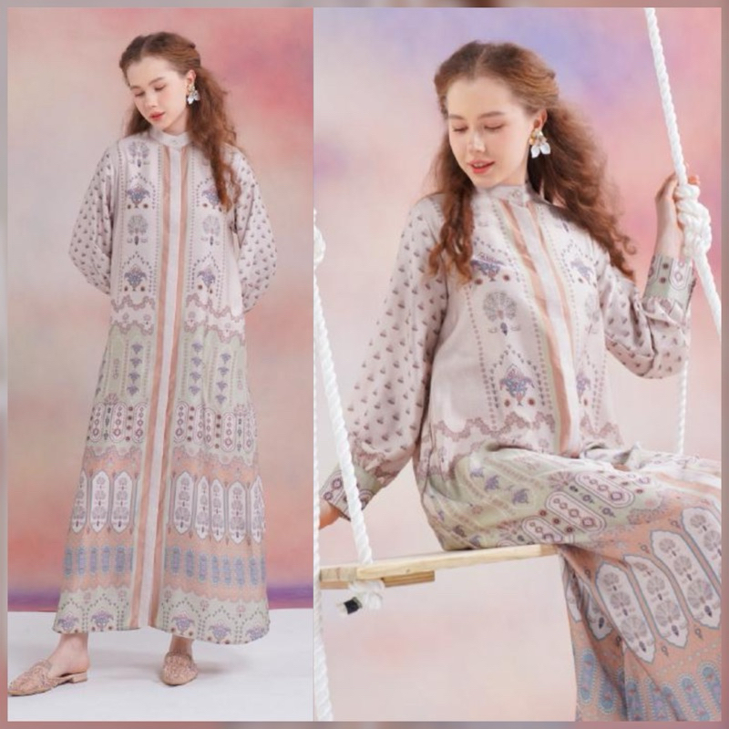 ALEZA RAYA - Nazila dress beige || gamis muslim wanita