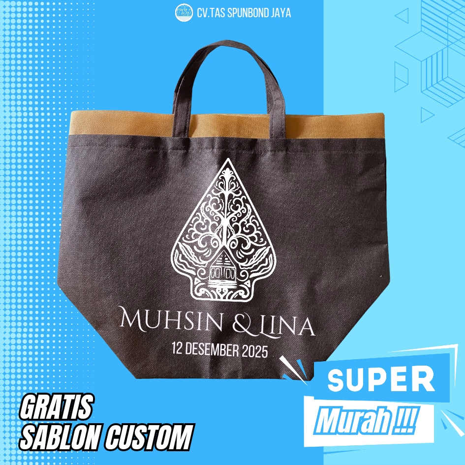 TAS HAJATAN HARGA MURAH MUAT ISI KOTAK BOX NASI BISA CUSTOM NAMA DESAIN SABLON SEGALA ACARA WEDDING
