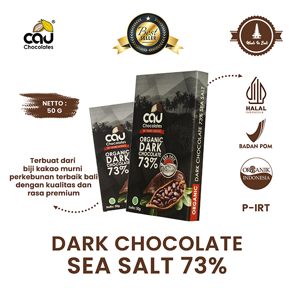 

CAU CHOCOLATES - Organic Dark Chocolate / Coklat Organik 73% dengan Gula Kelapa dan Sea Salt 50 gr