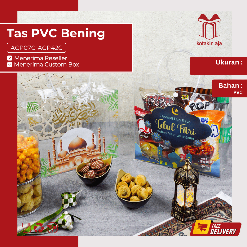 

Tas Mika Idul Fitri / Tas Mika PVC Bening Idul Fitri / Goodie Bag Idul Fitri / Tas Hampers Idul Fitri / Tas Sembako Idul Fitri I ACP07C