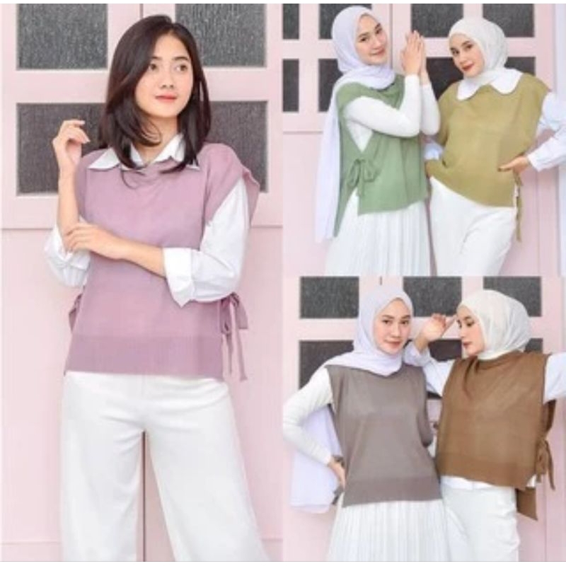 F (F6) OUTER VEST RAJUT TALI PINGGIR / ROMPI RAJUT PREMIUM
