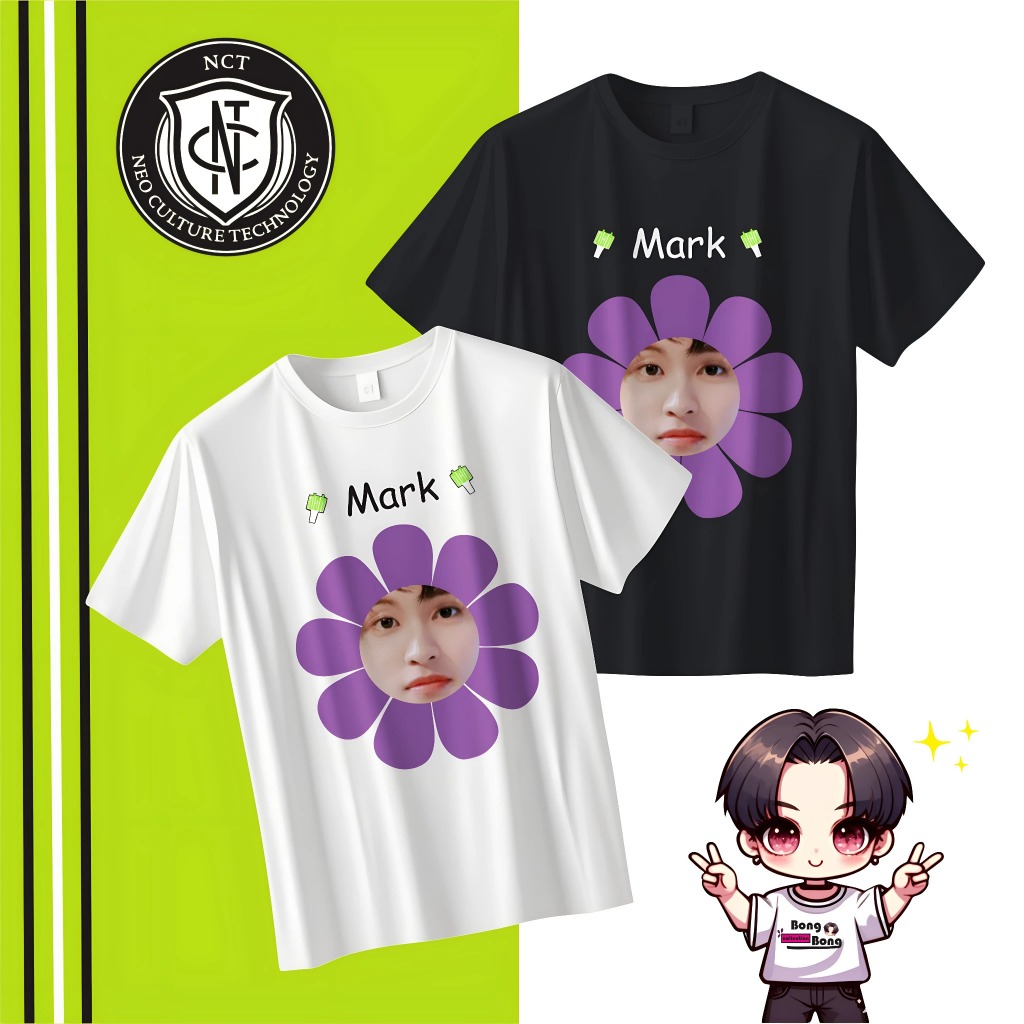 Kaos Kpop NCT Dream Mark - Fanmade Merch Desain Bunga