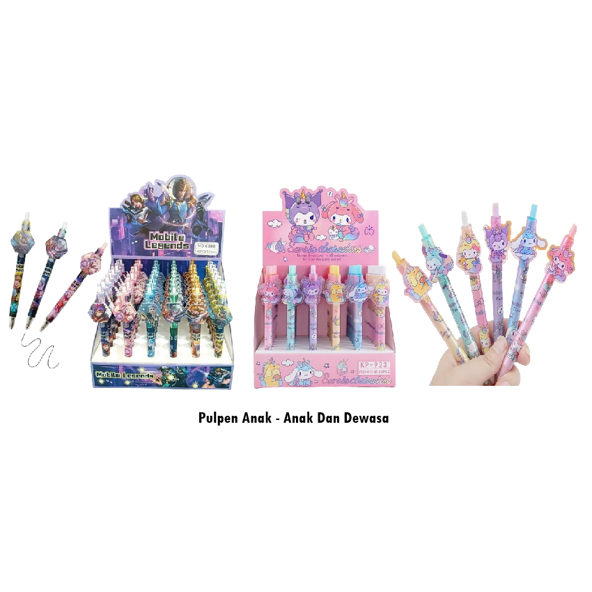 

Pulpen Mobile Legend | Kuromi My Melody Cinnamoroll Hello Kitty Pompompurin Pochacco | Alat Tulis Sekolah Karakter Murah