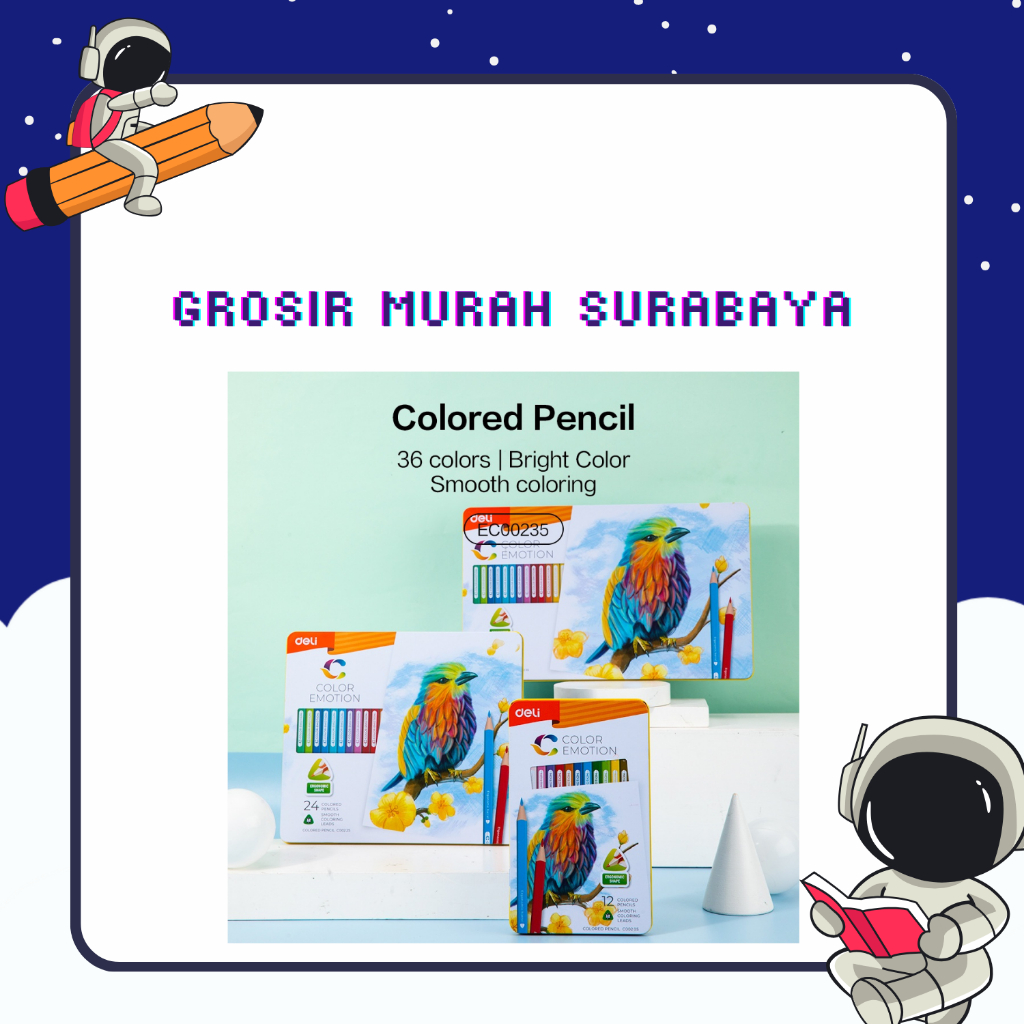 

Deli Pensil Warna Halus 24,36 Warna Bentuk Segitiga Ergonomis - 24 Warna EC00225 EC00235