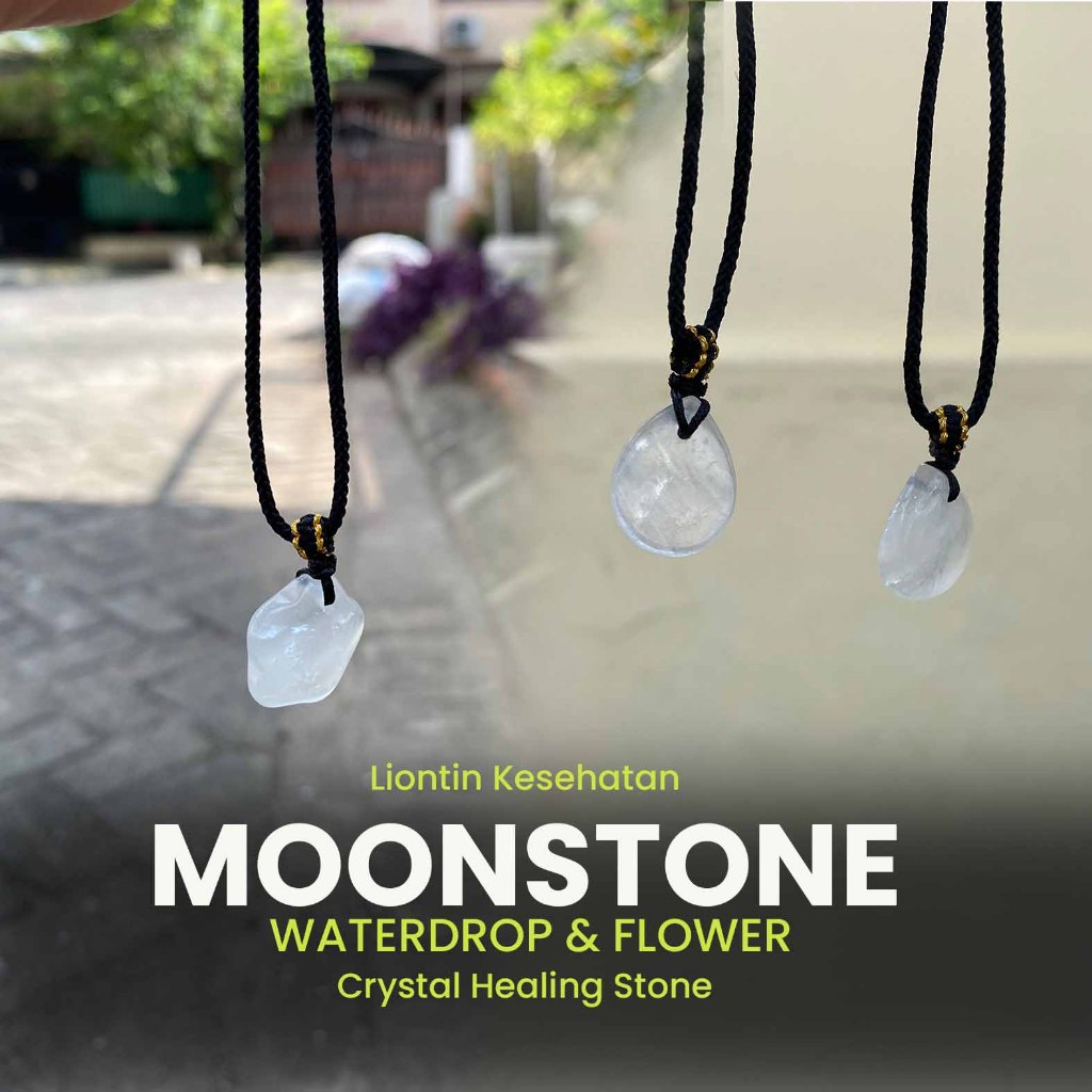 Liontin Kesehatan Moonstone Waterdrop & Flower (LBP258)