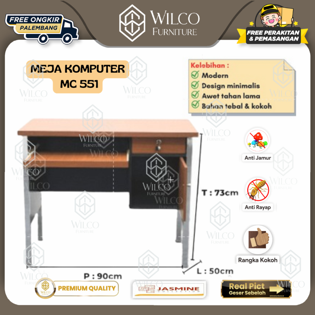 Meja Komputer Jasmine MC 551 |  Meja Tulis Kantor Minimalis 90 Cm Murah | Meja Komputer Murah
