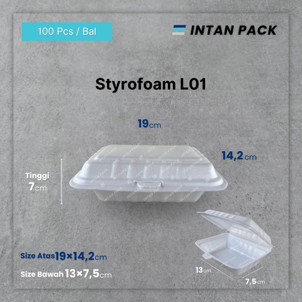 BOX Makanan Styrofoam L01 / Kotak Makan Box Stereofoam ( 100 PCS )