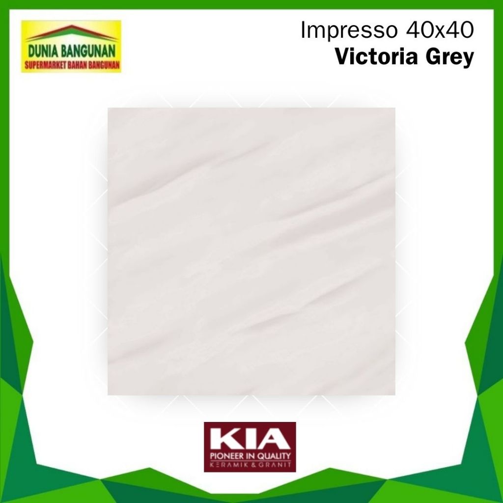 Keramik 40x40 Lantai KIA Impresso Victoria Grey 40X40 Keramik Lantai Glossy Abu