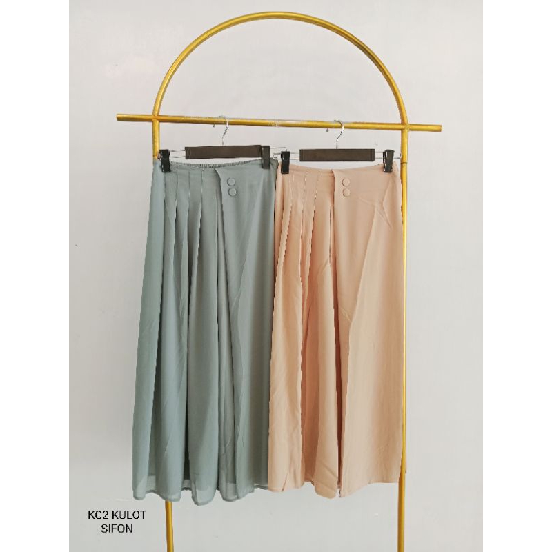 Celana wanita kekinian/kulot sifon plisket mix/kc2 kulot sifon