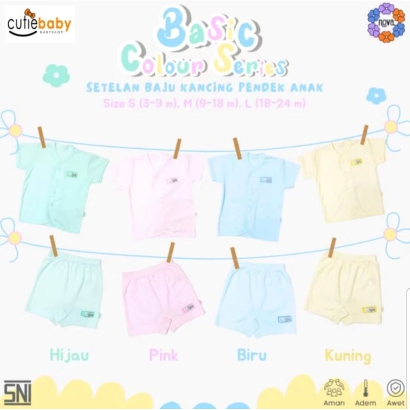 SETELAN BAJU BAYI PENDEK KANCING DEPAN | NOVA BABY SNI