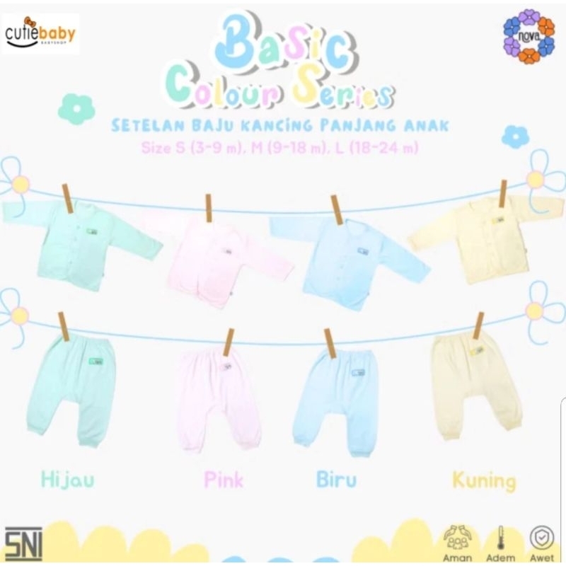 SETELAN BAJU BAYI PANJANG KANCING DEPAN | BAJU NEWBORN BAYI | NOVA BABY SNI