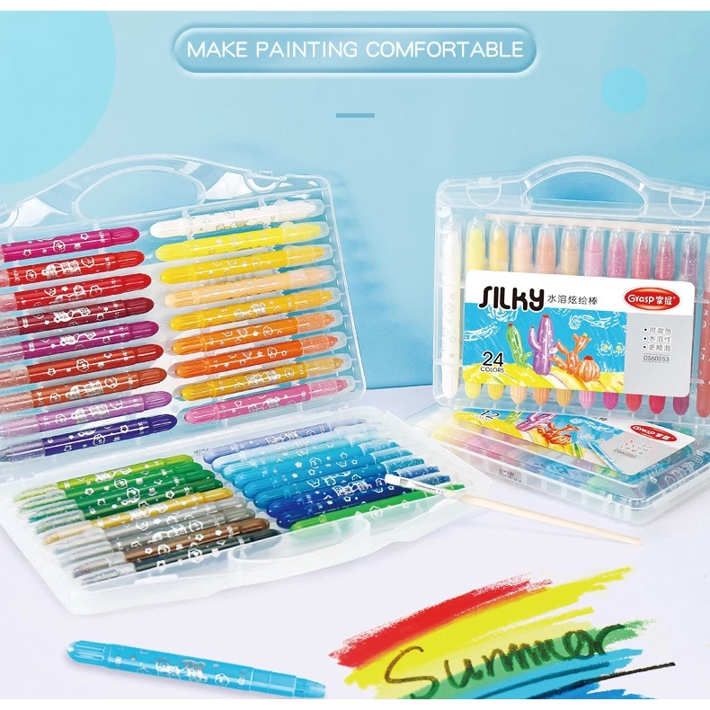 

【READY】Silky Crayon Grasp 12 / 36 / 48 Warna Besar / Sedang / Kecil Crayon Licin Watercolori