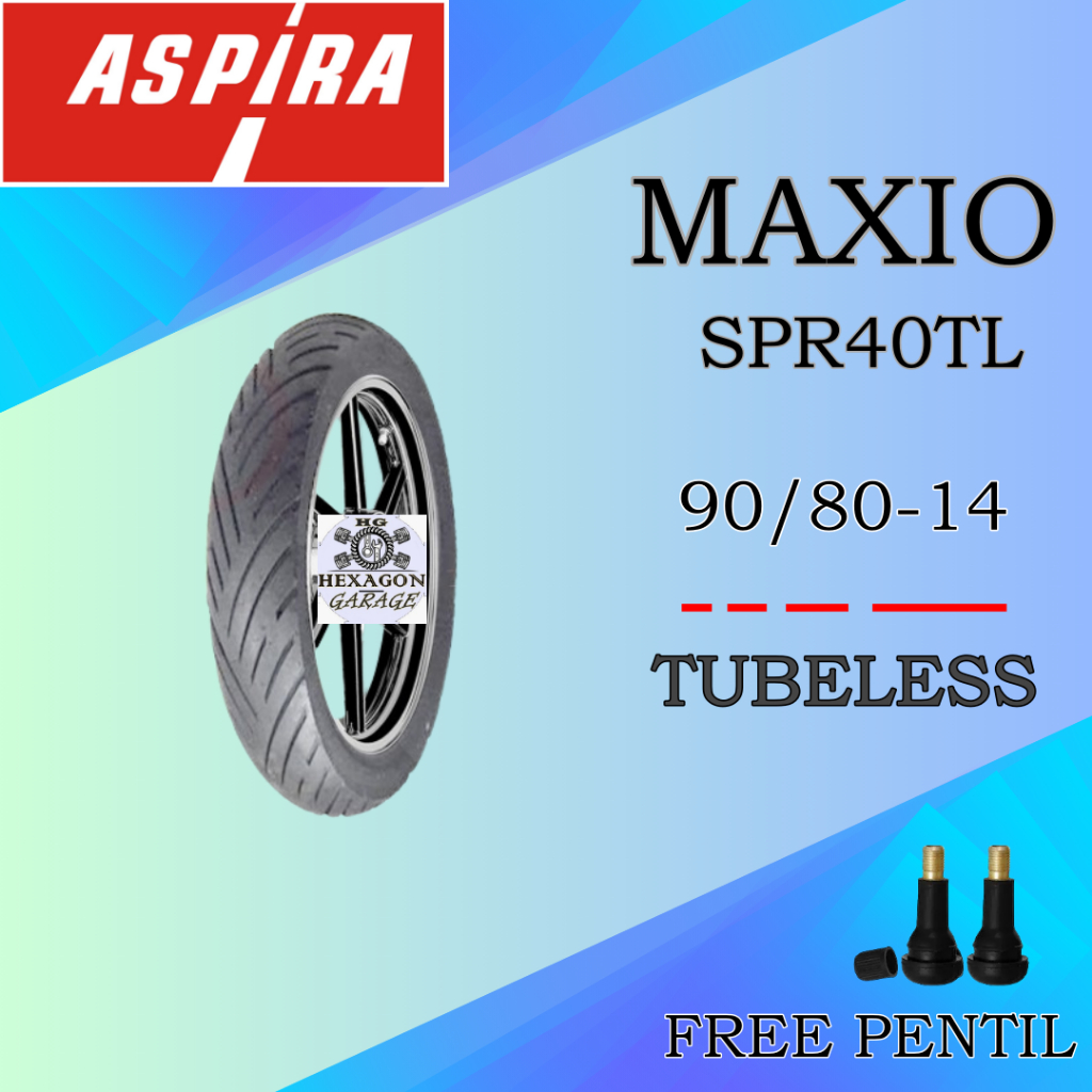 Aspira SPR40 90/80-14 Tubeless Ban Motor ASPIRA MAXIO SPR40TL Ring 14