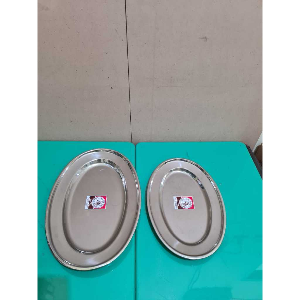 Zebra Oval Plate 12" & 14" Stainless / Piring Saji Oval Stainless / Piring Ikan, Sate Tebal Premium