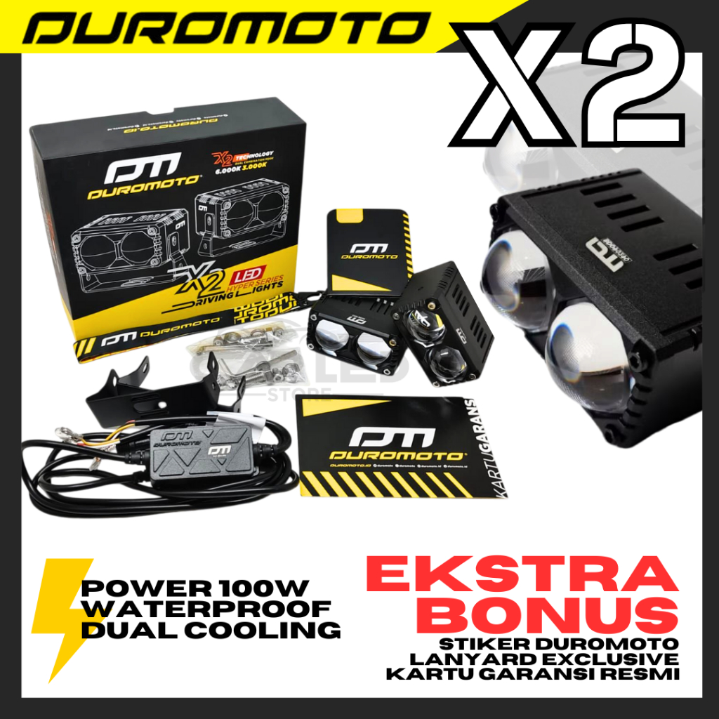 DUROMOTO X2 100 Watt Lampu Sorot 2 Mata Duromoto Motor Mobil 2025 TERBARU LED DURO MOTO X2