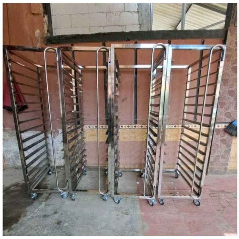 Trolley Loyang 40 x 60 cm  Stainless stell | Troly Rak loyang | Trolley