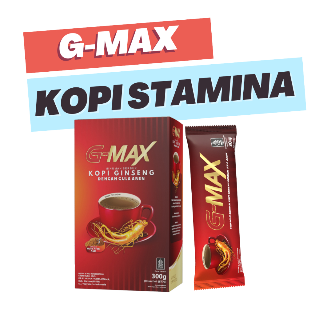 

G-MAX Kopi Stamina Pria Kuat Kopi Gingseng Gula Aren Kopi Gmax Original 100% Aman BPOM & HALAL MUI