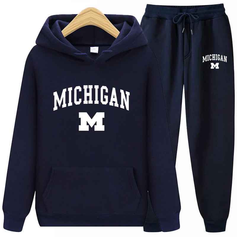 One Set MICHIGAN II Setelan Sweater Hoodie Casual dan Celana Joger Panjang ( Pria & Wanita )
