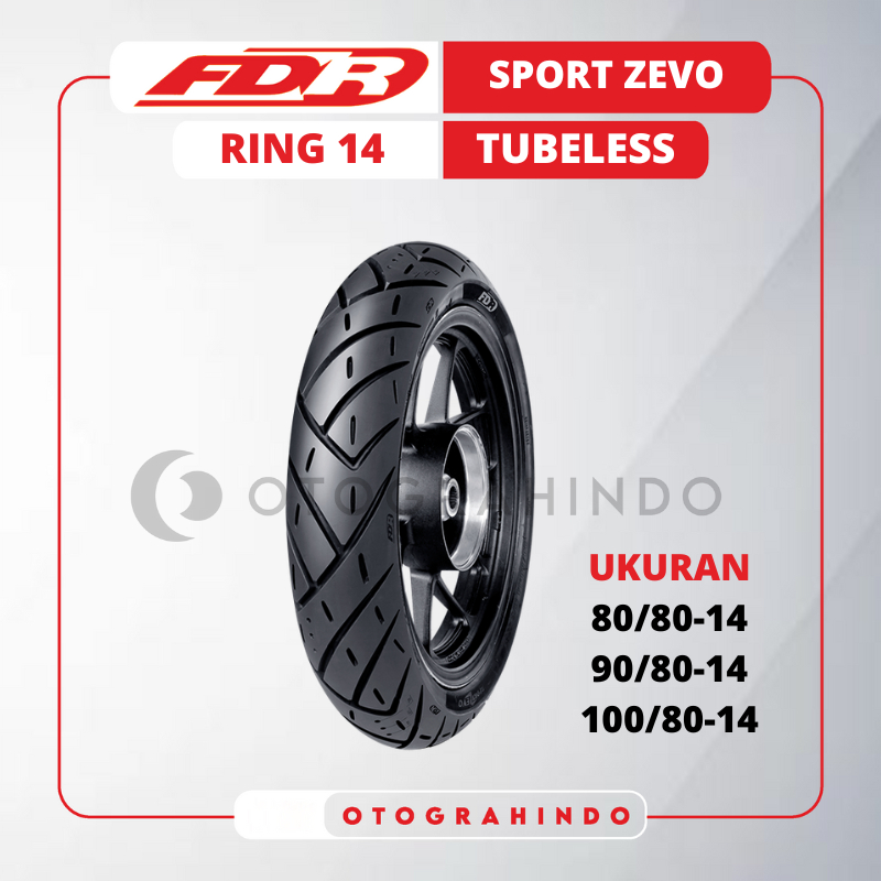 BAN LUAR SEPEDA MOTOR FDR SPORT ZEVO UKURAN 80/80 90/80 100/80 RING 14 TUBELESS BAN MATIC BEAT, VARI