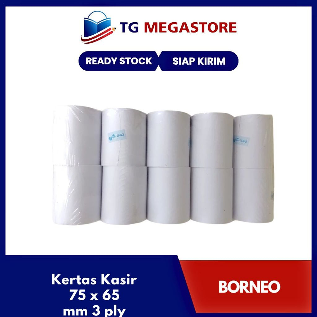 

Kertas Kasir Borneo 75 x 65 mm 3 ply