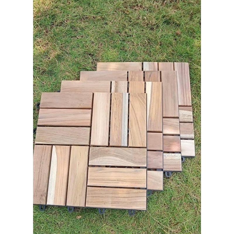 Decking Tile Parquet Parket Lantai Ubin Kayu Jati Perhutani Dekorasi Interior Exterior Taman Rumah K