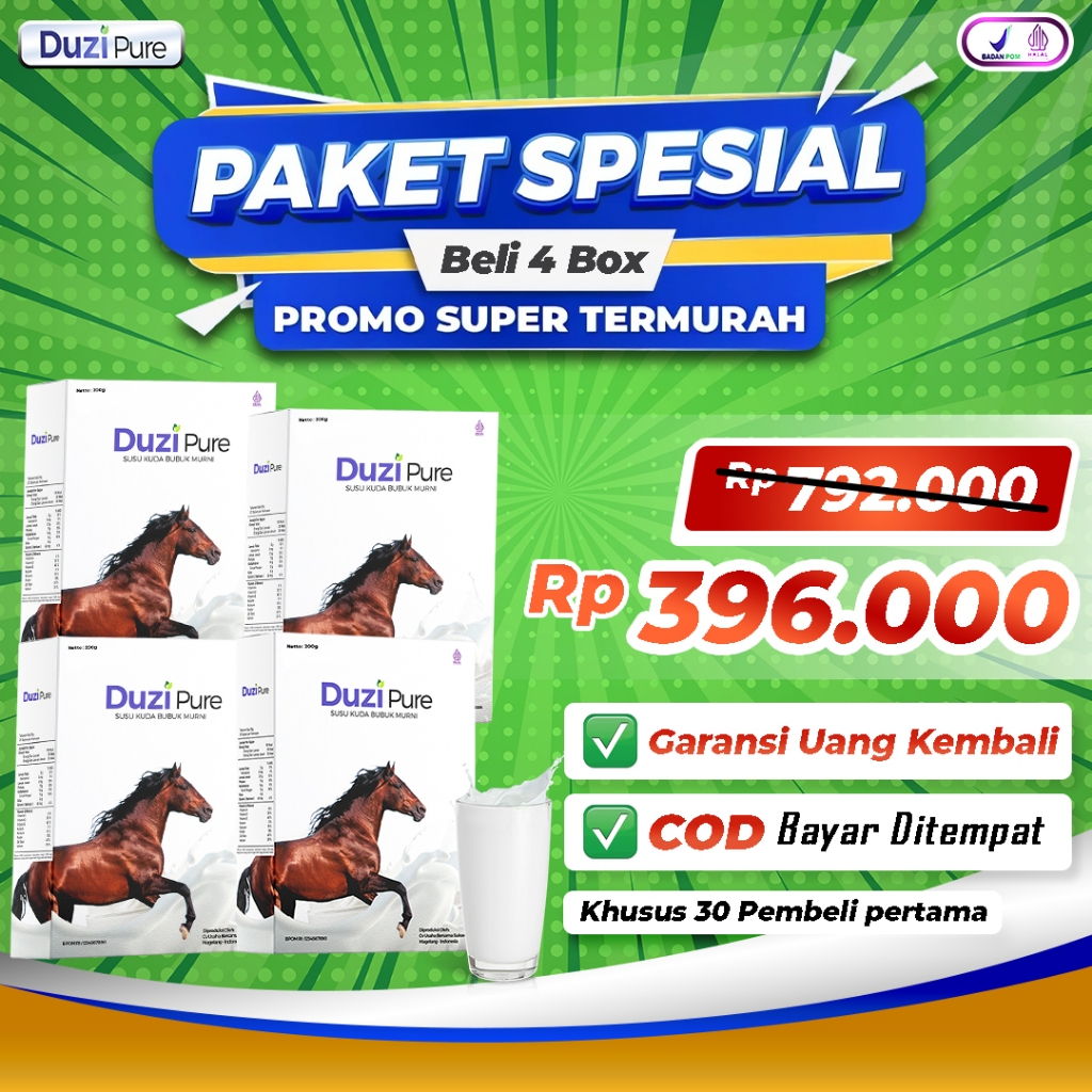 

Duzi pure Susu Kuda Murni paket spesial 4 Box