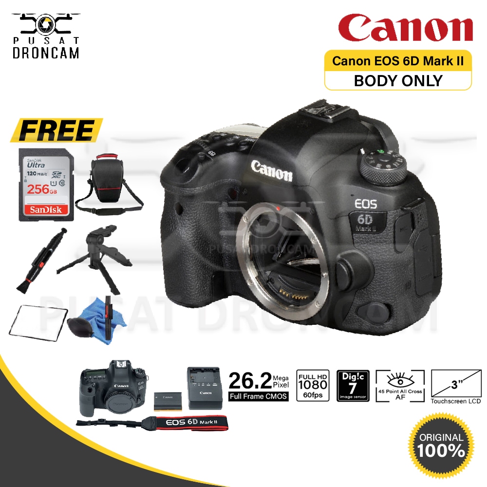 Camera DSLR Canon EOS 6D Mark II Body Only Original BO Paket Komplit