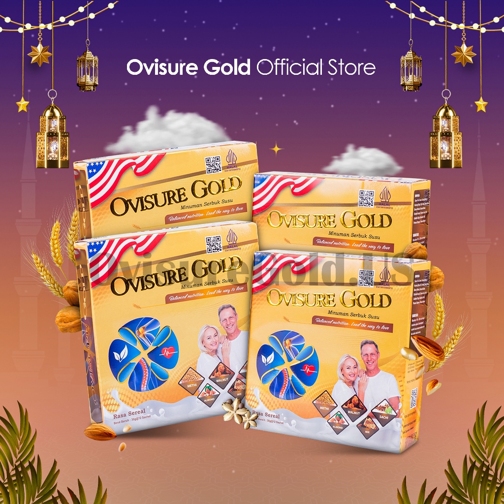 

4 BOX OVISURE GOLD SUSU OBAT VITAMIN TULANG DAN SENDI SYARAF KEJEPIT KERAM ORIGINAL AS